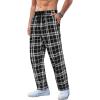 COOFANDY Men’s Plaid Casual Pants Soft Cotton Pajama Pants Drawstring Checkered Lounge Sweatpant with Pockets(Black White Grey Plaid)