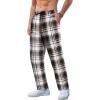COOFANDY Men’s Plaid Casual Pants Soft Cotton Pajama Pants Drawstring Checkered Lounge Sweatpant with Pockets(Khaki Black White Plaid (Heavyweight))