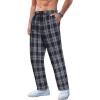 COOFANDY Men’s Plaid Casual Pants Soft Cotton Pajama Pants Drawstring Checkered Lounge Sweatpant with Pockets(Navy Plaid)