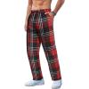 COOFANDY Men’s Plaid Casual Pants Soft Cotton Pajama Pants Drawstring Checkered Lounge Sweatpant with Pockets(Red Black White Plaid (Heavyweight))