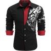COOFANDY Men’s Print Button Down Dress Shirt Fashion Long Sleeve Casual Shirts(01-black (Tiger))