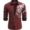 COOFANDY Men’s Print Button Down Dress Shirt Fashion Long Sleeve Casual Shirts(03-red (Tiger))