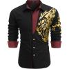 COOFANDY Men’s Print Button Down Dress Shirt Fashion Long Sleeve Casual Shirts(Black ( Gold Tiger))