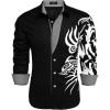 COOFANDY Men’s Print Button Down Dress Shirt Fashion Long Sleeve Casual Shirts(Black)