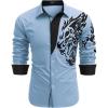 COOFANDY Men’s Print Button Down Dress Shirt Fashion Long Sleeve Casual Shirts(Blue (Tiger))