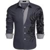 COOFANDY Men’s Print Button Down Dress Shirt Fashion Long Sleeve Casual Shirts(Dark Grey)