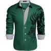 COOFANDY Men’s Print Button Down Dress Shirt Fashion Long Sleeve Casual Shirts(Green Black)