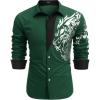 COOFANDY Men’s Print Button Down Dress Shirt Fashion Long Sleeve Casual Shirts(Green (Tiger))