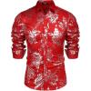 COOFANDY Men’s Print Button Down Dress Shirt Fashion Long Sleeve Casual Shirts(Red( Long Sleeve))