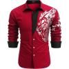 COOFANDY Men’s Print Button Down Dress Shirt Fashion Long Sleeve Casual Shirts(Red (Tiger))