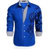 COOFANDY Men’s Print Button Down Dress Shirt Fashion Long Sleeve Casual Shirts(Royal Blue)
