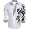 COOFANDY Men’s Print Button Down Dress Shirt Fashion Long Sleeve Casual Shirts(White)