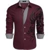 COOFANDY Men’s Print Button Down Dress Shirt Fashion Long Sleeve Casual Shirts(Wine Red)