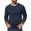 COOFANDY Mens Pullover Sweater Waffle Knit Crewneck Long Sleeve Dress Sweater(Dark Navy)