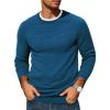 COOFANDY Mens Pullover Sweater Waffle Knit Crewneck Long Sleeve Dress Sweater(Deep Blue)
