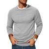 COOFANDY Mens Pullover Sweater Waffle Knit Crewneck Long Sleeve Dress Sweater(Light Grey)