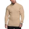COOFANDY Mens Pullover Sweaters Fashion Diamond Knit Sweater Stylish Knitwear Lightweight Jumper(Light Khaki)
