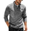 COOFANDY Men’s Quarter Button Henley Sweater Casual Knitted Sweatshirt Mock Neck Thermal Fleece Pullover Sweater with Pocket(Black and White)