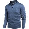 COOFANDY Men’s Quarter Button Henley Sweater Casual Knitted Sweatshirt Mock Neck Thermal Fleece Pullover Sweater with Pocket(Blue and Black)