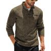 COOFANDY Men’s Quarter Button Henley Sweater Casual Knitted Sweatshirt Mock Neck Thermal Fleece Pullover Sweater with Pocket(Coffee)