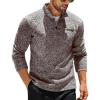 COOFANDY Men’s Quarter Button Henley Sweater Casual Knitted Sweatshirt Mock Neck Thermal Fleece Pullover Sweater with Pocket(Coffee and White)