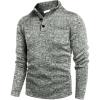 COOFANDY Men’s Quarter Button Henley Sweater Casual Knitted Sweatshirt Mock Neck Thermal Fleece Pullover Sweater with Pocket(Forest Green and White)