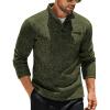 COOFANDY Men’s Quarter Button Henley Sweater Casual Knitted Sweatshirt Mock Neck Thermal Fleece Pullover Sweater with Pocket(Green Black Jasper)