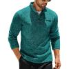 COOFANDY Men’s Quarter Button Henley Sweater Casual Knitted Sweatshirt Mock Neck Thermal Fleece Pullover Sweater with Pocket(Green and Black)