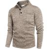 COOFANDY Men’s Quarter Button Henley Sweater Casual Knitted Sweatshirt Mock Neck Thermal Fleece Pullover Sweater with Pocket(Light Khaki)