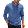 COOFANDY Men’s Quarter Button Henley Sweater Casual Knitted Sweatshirt Mock Neck Thermal Fleece Pullover Sweater with Pocket(Sky Blue)