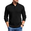 COOFANDY Mens Quarter Button Sweater Long Sleeve Stand Collar Sweaters Casual Knitted Ribbed Dress Pullover(A-black)