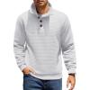COOFANDY Mens Quarter Pullover Quilted Sweatshirt Casual Knit Long Sleeve Mock Neck Sweater Waffle Collared Pullover(White)