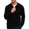 COOFANDY Men’s Quarter Zip Pullover Casual Long Sleeve Sweater Slim Fit Sweater Mock Neck Polo Sweater(Black)
