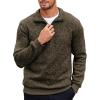 COOFANDY Men’s Quarter Zip Pullover Casual Long Sleeve Sweater Slim Fit Sweater Mock Neck Polo Sweater(Brown)