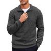 COOFANDY Men’s Quarter Zip Pullover Casual Long Sleeve Sweater Slim Fit Sweater Mock Neck Polo Sweater(Dark Gray)