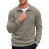 COOFANDY Men’s Quarter Zip Pullover Casual Long Sleeve Sweater Slim Fit Sweater Mock Neck Polo Sweater(Khaki)