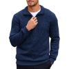 COOFANDY Men’s Quarter Zip Pullover Casual Long Sleeve Sweater Slim Fit Sweater Mock Neck Polo Sweater(Royal Blue)