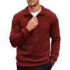 COOFANDY Men’s Quarter Zip Pullover Casual Long Sleeve Sweater Slim Fit Sweater Mock Neck Polo Sweater(Wine Red)
