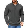 COOFANDY Mens Quarter Zip Pullover Sweatshirts Lightweight Long Sleeve Mock Neck Sweater Polo(Dark Grey)