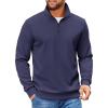 COOFANDY Mens Quarter Zip Pullover Sweatshirts Lightweight Long Sleeve Mock Neck Sweater Polo(Navy Blue)
