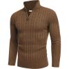 COOFANDY Men’s Quarter Zip Sweater Slim Fit Casual Knitted Turtleneck Pullover Mock Neck Polo Sweater(Coffee Brown)