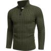 COOFANDY Men’s Quarter Zip Sweater Slim Fit Casual Knitted Turtleneck Pullover Mock Neck Polo Sweater(Dark Army Green)