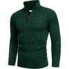COOFANDY Men’s Quarter Zip Sweater Slim Fit Casual Knitted Turtleneck Pullover Mock Neck Polo Sweater(Dark Green)