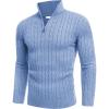 COOFANDY Men’s Quarter Zip Sweater Slim Fit Casual Knitted Turtleneck Pullover Mock Neck Polo Sweater(Light Blue)