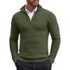 COOFANDY Men’s Quarter Zip Sweaters Slim Fit Lightweight Cotton Knitted Casual Mock Neck Pullover Sweaters(Army Green)