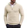 COOFANDY Men’s Quarter Zip Sweaters Slim Fit Lightweight Cotton Knitted Casual Mock Neck Pullover Sweaters(Beige)