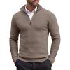 COOFANDY Men’s Quarter Zip Sweaters Slim Fit Lightweight Cotton Knitted Casual Mock Neck Pullover Sweaters(Camel)