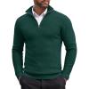 COOFANDY Men’s Quarter Zip Sweaters Slim Fit Lightweight Cotton Knitted Casual Mock Neck Pullover Sweaters(Dark Green)