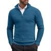 COOFANDY Men’s Quarter Zip Sweaters Slim Fit Lightweight Cotton Knitted Casual Mock Neck Pullover Sweaters(Peacock Blue)