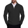 COOFANDY Men’s Quarter Zip Sweaters Slim Fit Lightweight Knitted Mock Neck Pullover Casual Polo Sweaters(All Black)